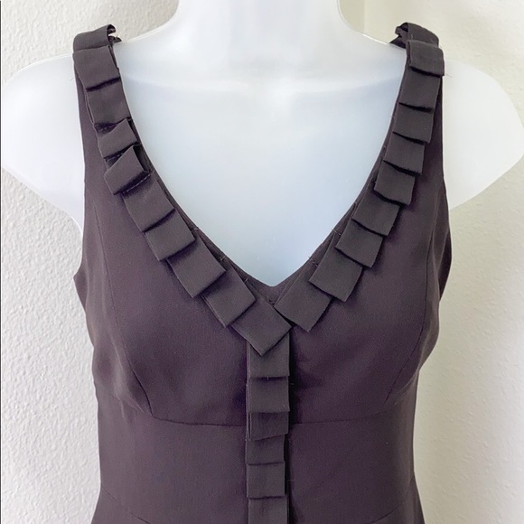 CARMEN MARC VALVO Chocolate Sheath Dress w/ Pleats - Picture 3 of 5